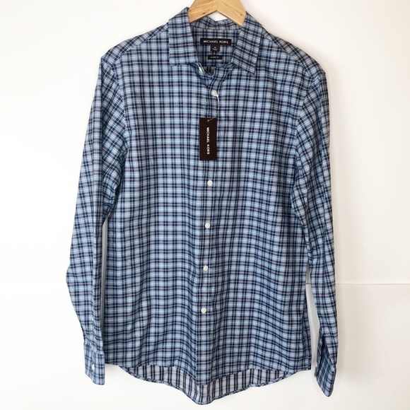Michael Kors Other - NWT Men’s Michael Kors Admiral Blue Plaid Shirt